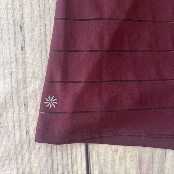 Athleta Max Out Chi Burgundy Sheer Stripe Side Tie Tank Top - Picture 4 of 11